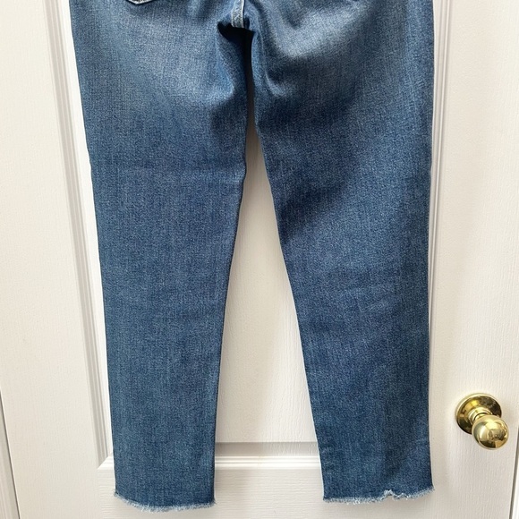 Banana Republic High Rise Straight Leg Jeans Distressed Raw Hem Blue Size 0/25 - Picture 8 of 14